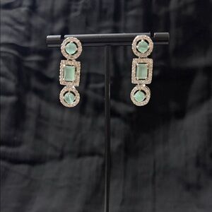 Elegant Silver and Green Drop Earrings